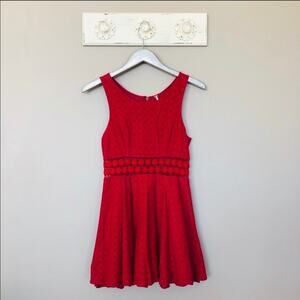 Free People Red Daisy Cut Out Waist Dress Size 6